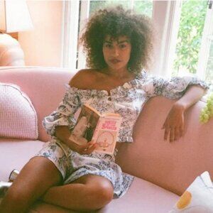 DAKOTA JINX Claudinha Ruffle Blouse in Black Toile Jolie Romantic - Size L